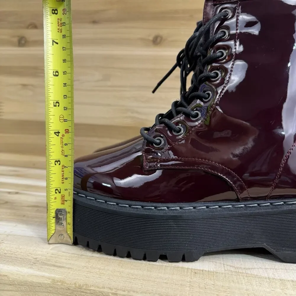 Forever Lace-Up Combat Moto Ankle Boots Booties Low Block Heel Wo’s Size 9